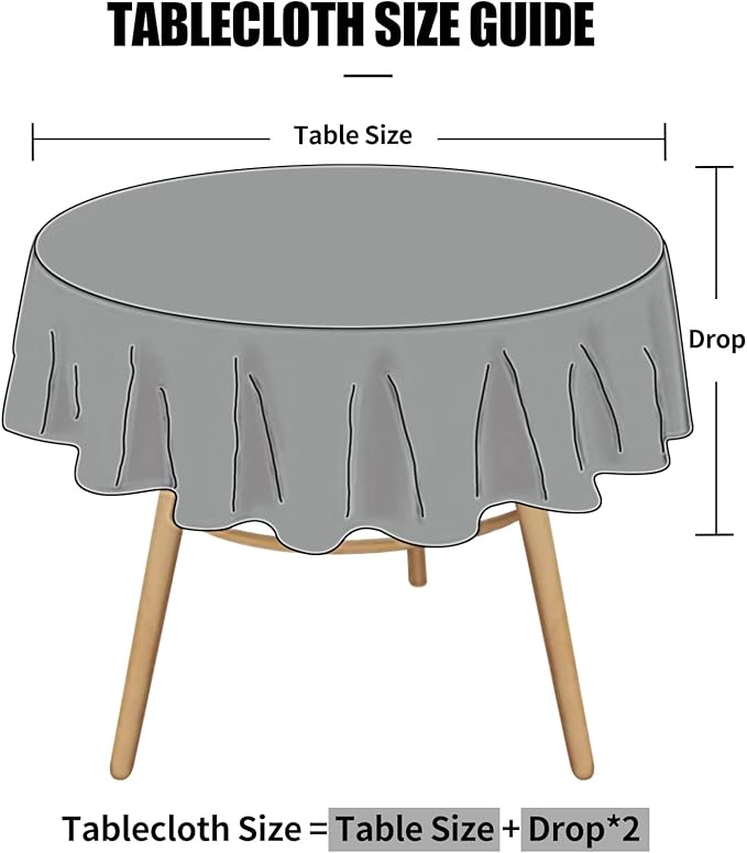 Smiry Round Table Cloth, Waterproof Heavy Duty Vinyl Tablecloths, Wipeable - Image 5