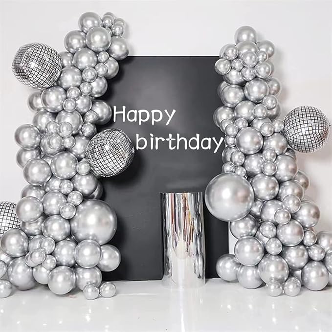 Silver Party Balloons 100pcs 12inch Chrome Metallic Silver Helium Balloons - Image 4