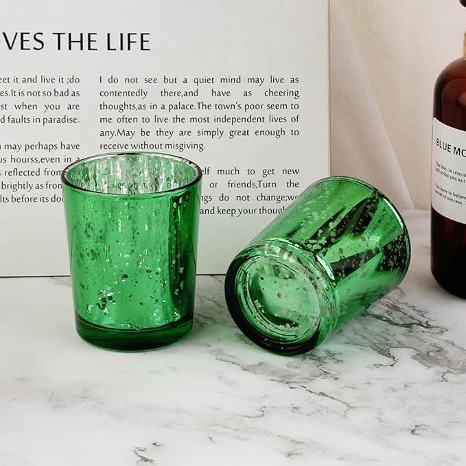 Green Mercury Glass Tea Light Holders Set of 36 - Image 4