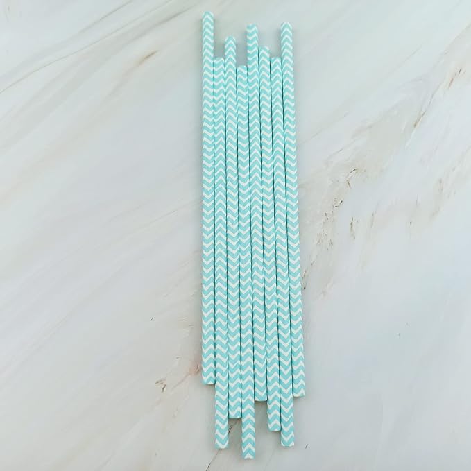 YAOSHENG Premium Disposable Waves Striped Drinking Paper Straws, Pack 100 Light - Image 7