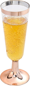 I00000 50 Pack Rose Gold Plastic Champagne Flutes, 5 Oz Fancy Rose Gold by I00000