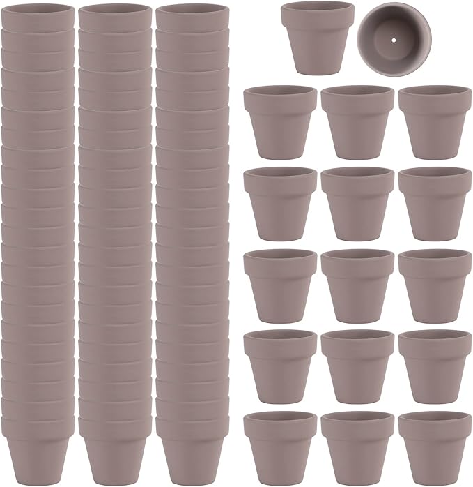 80 Pcs Small Mini Grey Clay Pots 2.1'' Terracotta Pot Clay Ceramic Pottery by FcactiTerracottaPots