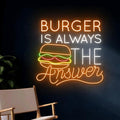 Burger Neon Sign, Burgers Led Light by BELISAMA