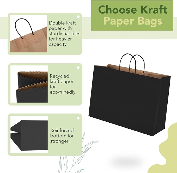 MESHA Large Black Paper Bags - Image 2