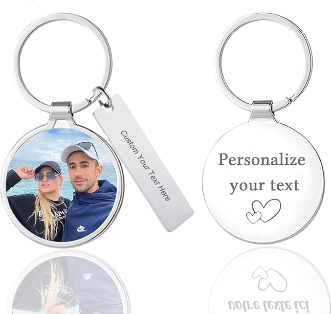 Custom Keychain with Picture Double-sided Personalized Photo Text Keychain by Unknown