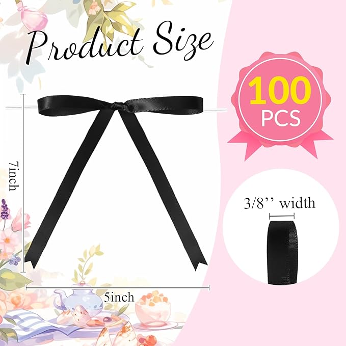 Riceshoot 100 Pcs Twist Tie Bows Bulk 5x7 Inch Satin Ribbon Bows - Image 2