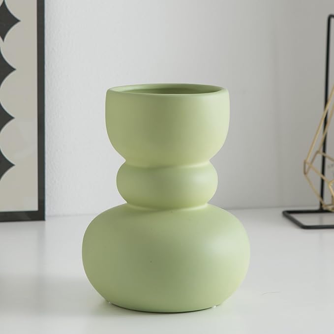 Ceramic Vase Green Modern Dried Flower Vase, Matte Pampas Flower Vases - Image 3