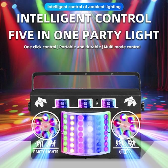 Party Lights DJ Disco Ball Light 5-in-1 Laser Strobe Projection Light DMX - Image 2