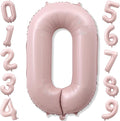 40 Inch Balloon Number 0 Pastel Pink, Large Foil Dusty Retro Pink Number by KAINSY