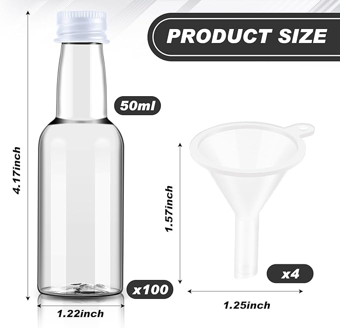 Tessco 100 Pcs Mini Liquor Bottles Plastic Mini Salad Dressing Bottle Christmas - Image 2