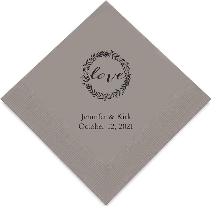 Weddingstar Personalized Printed Paper Napkins 3-Ply 50 Pack by WEDDINGSTAR