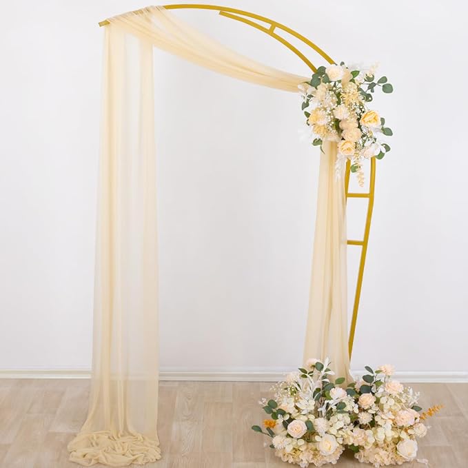 Socomi Champagne Sheer Wedding Arch Draping Fabric 29" x 20Ft 4 Panels Outdoor - Image 3