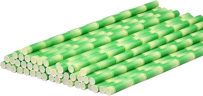 Paper Straws for Drinking Green Bamboo, 7.75" x 0.24" - Image 8