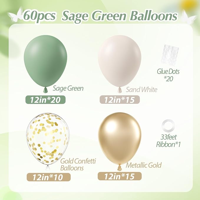 Sage green Balloons - Image 2
