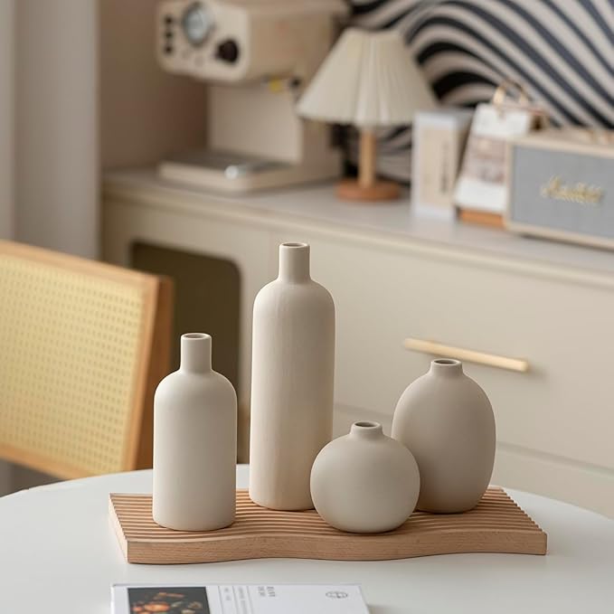 Modern Ceramic Vase Set, Neutral Colors, Decorative Vases - Image 3