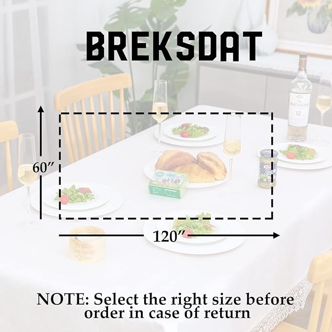 White lace Premium Rectangle Farmhouse Tablecloth Waterproof OilProof - Image 5