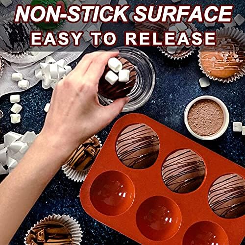 6 Holes Medium Semi Sphere Silicone Molds, 2 Packs Half Sphere Silicone Baking - Image 2