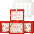 Bakepacker 12 Cupcake Containers 10-Packs Red Cupcake Box Cupcakes Carrier by Bakepacker
