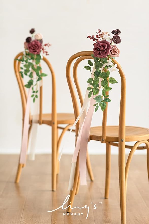 Ling's Moment 8pcs Wedding Artificial Aisle Pew Flowers Chair Decorations - Image 4