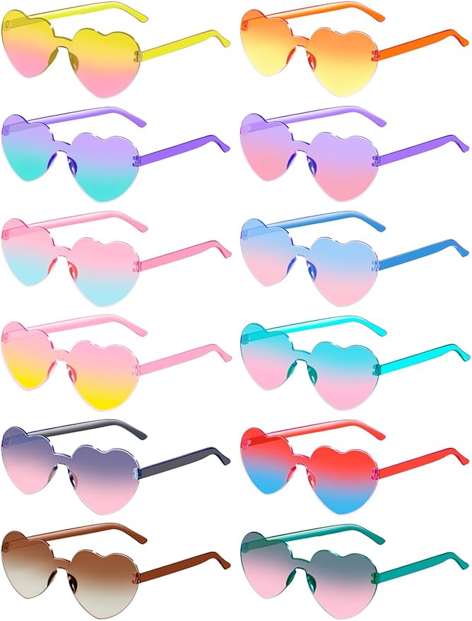 12 Pairs Heart Shaped Sunglasses by AGGKKY