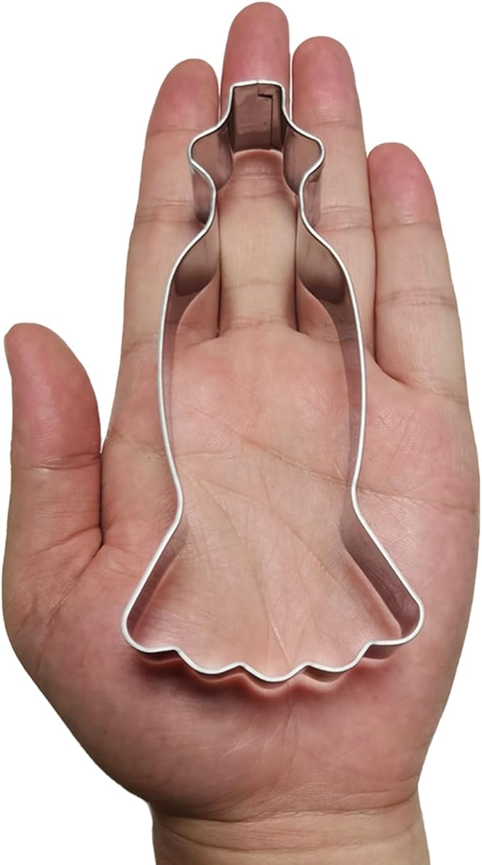 Large Size Dress Shaped Cookie Cutter, Stainless Steel Strapless Mermaid - Image 2