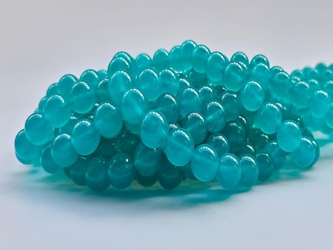 Stone Beads 8mm 100pcs Lake Blue Chalcedony Beads Round Loose Gemstones Beads - Image 4