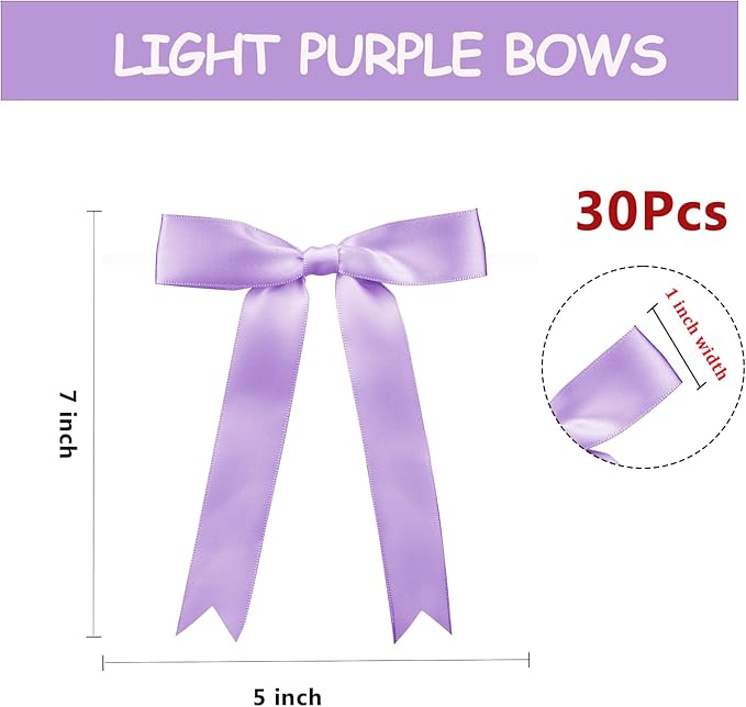 30 Pcs Satin Light Purple Bows - Image 3