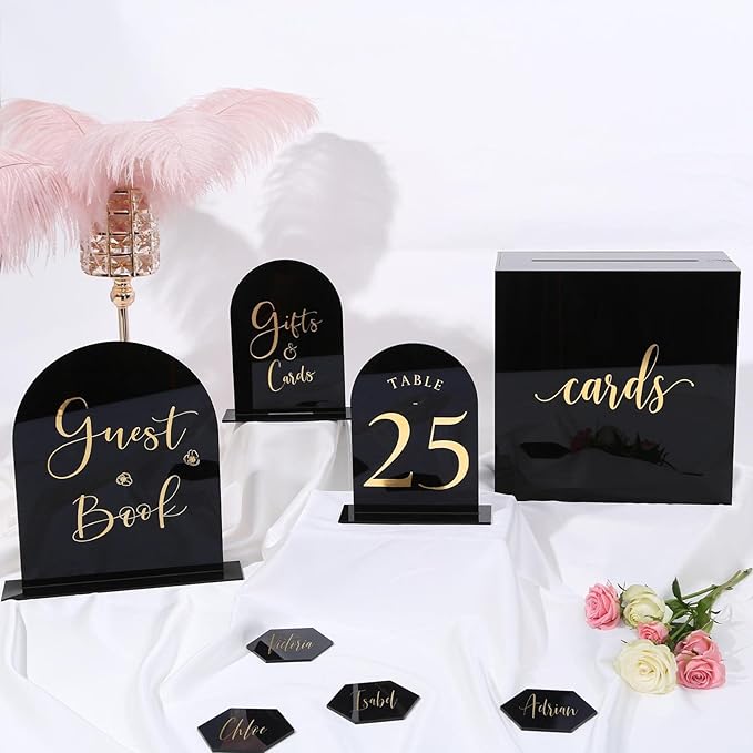 UNIQOOO Black Acrylic Arch Table Sign - Image 6