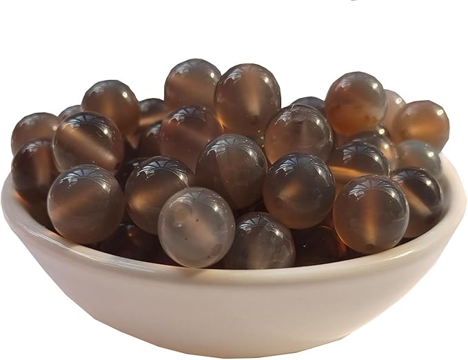 Stone Beads 10mm 60pcs Grey Agate Beads Round Loose Gemstones Beads by ABOKOY