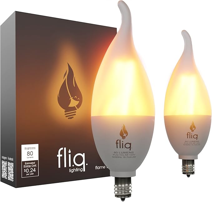 Fliq | LED Flame Light Bulb | 2 Pack | 2W | 4 Modes | Flickering Flame Bulb | by Fliq