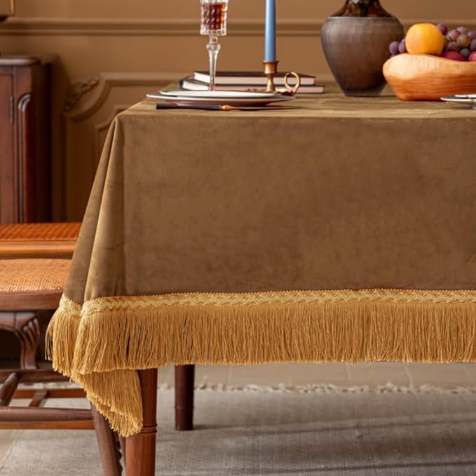 F-CHU Luxury Camel Tablecloth Thickset Velvet Tablecloth by F-CHU