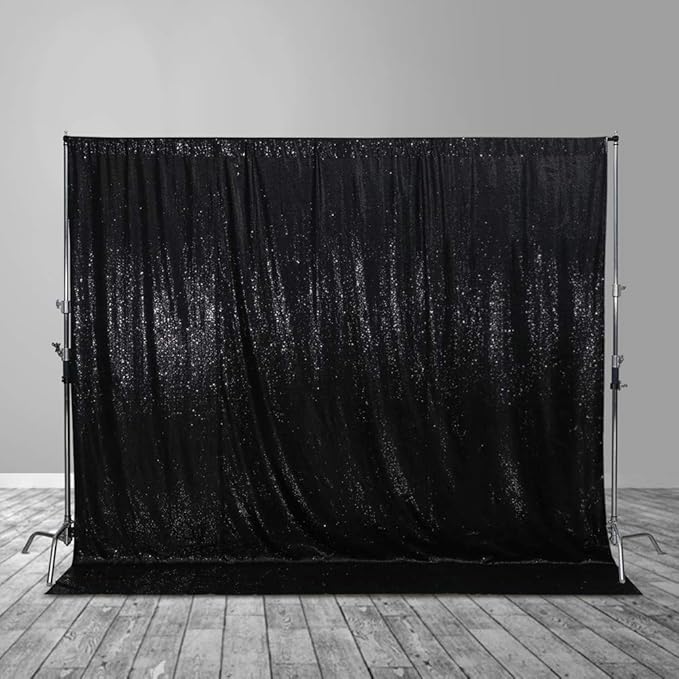 Juya Delight Black Sequin Backdrop, 8FTx8FT NO See-Through Photobooth Backdrop by JuyaDelight