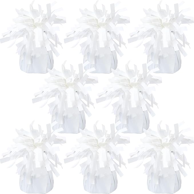 8 Pcs White Metallic Balloon Weights Holder Anchors Balloon Holder Weights by ZCYSRLQIN