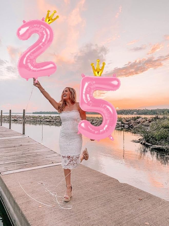 Pink 40 Inch Number Balloon - Image 3