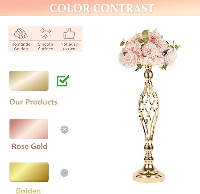 LANLONG 10pcs Metal Gold Candle Holders Road Lead Table Centerpiece Stand - Image 3
