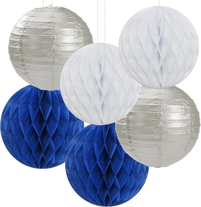 Navy-Blue White Silver Party Decorations - Image 6