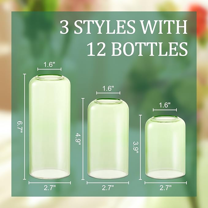 12Pcs Bud Vases Set, Glass Flower Vase - Image 2