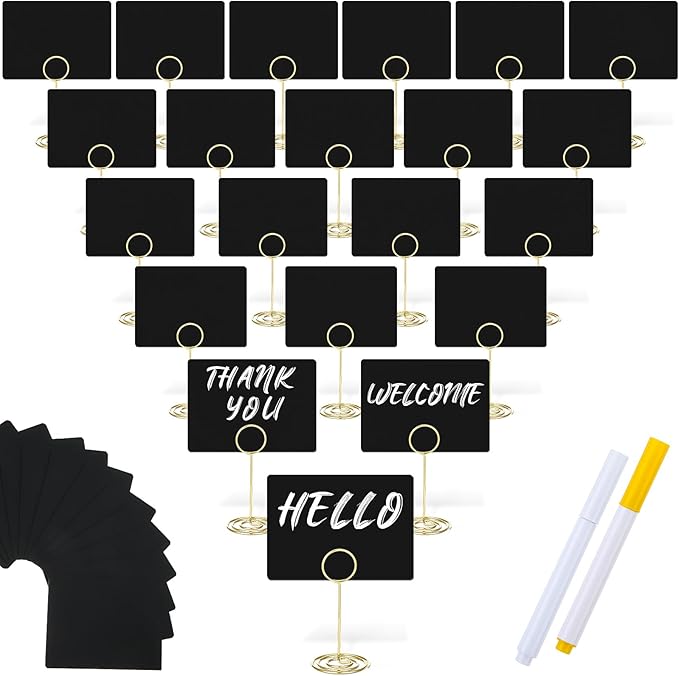 TecUnite 24 Pack Mini Chalkboard Signs, Tabletop Blackboard Signs Name Tags by TecUnite