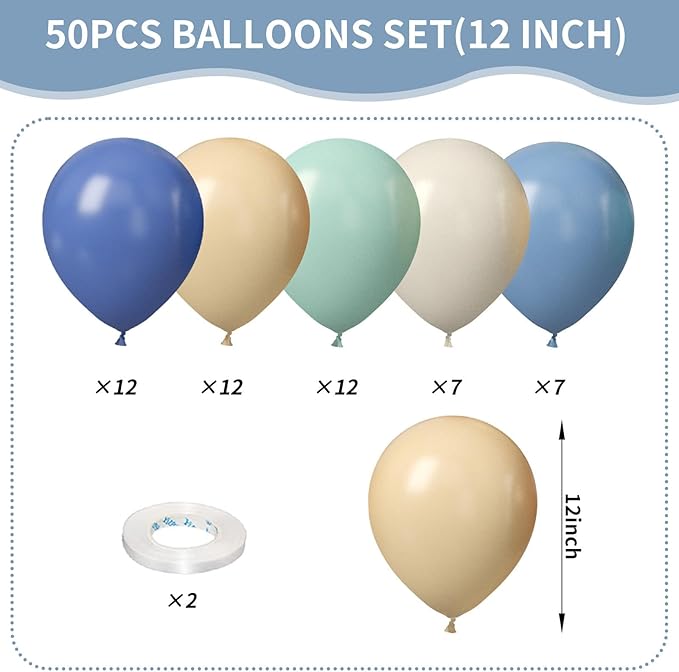 Dusty Blue Green Balloons - Image 2