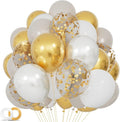 68Pcs Sand White Gold Confetti Balloons Kit 12 Inch Ballons Beige Pearl White by KUULBELA