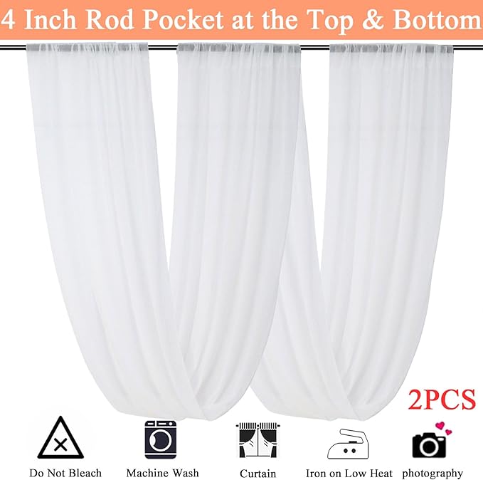FUHSY 5FTx30FT Wedding Ceiling Drapes White Ceiling Drapes - Image 2