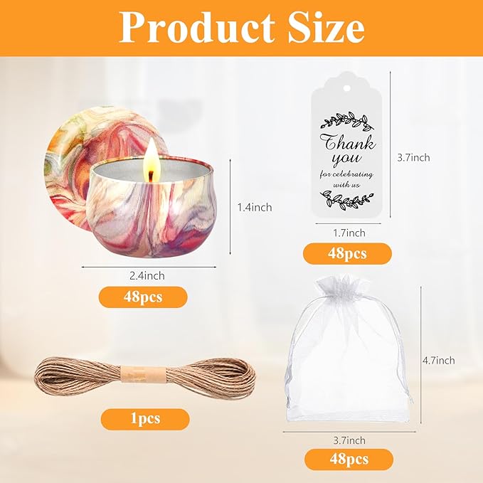 48PCS Scented Candles Gift Set Long Lasting Soy Wax Aromatherapy Candles - Image 2