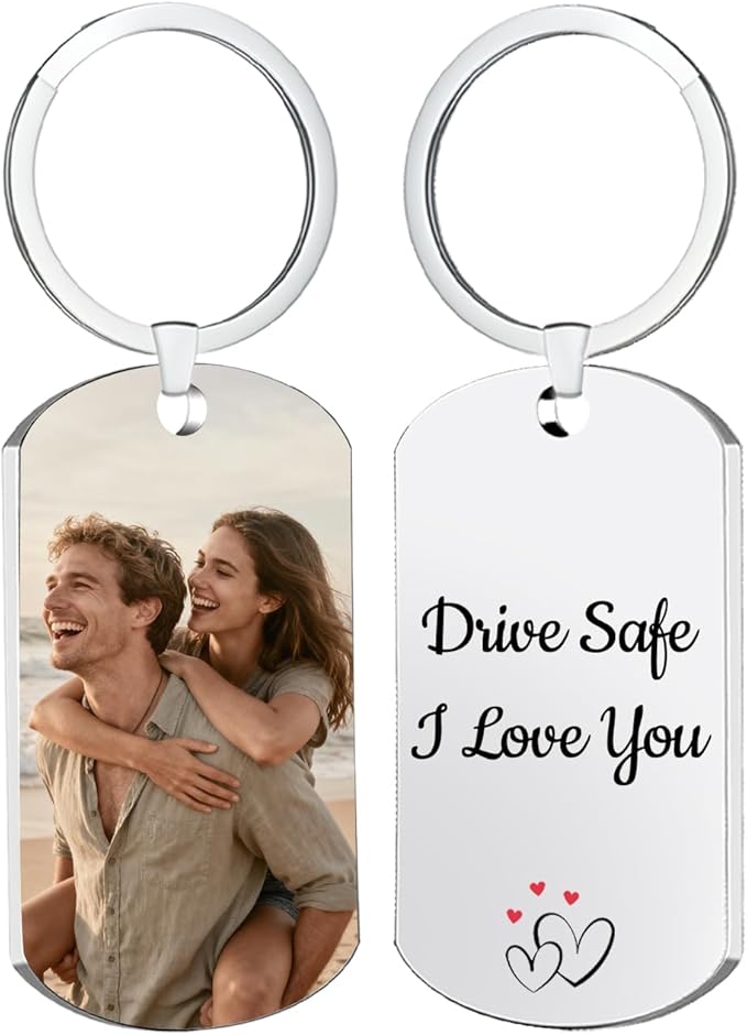 Custom Keychain with Picture, Personalized Double-sided Keychains Gifts by EGUEGU