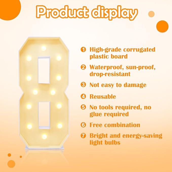 4ft Marquee for Numbers, Mosaic Numbers for Balloons, Light up Numbers for - Image 2