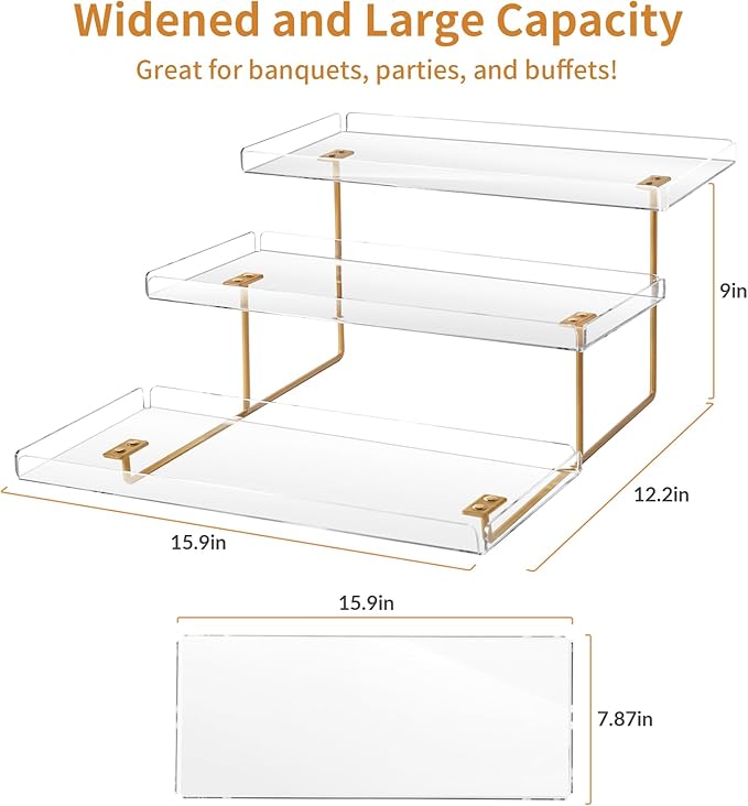 3 Tier Serving Tray Set for Entertaining, Acrylic Wedding Dessert Table Display - Image 3
