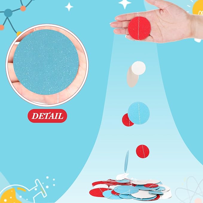Outus 5 Pieces Colorful Dots Paper Garland Round Glitter Garland Hanging - Image 3