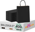 MESHA Gift Paper Bags 400 Pack 8X4.25X10.5 Black Medium Shopping Kraft Bags Bulk by MESHA