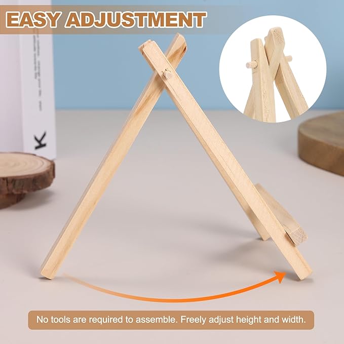 MECCANIXITY Mini Wood Display Easels, 4.9"x2.8"A-Frame Painting Tabletop Easels - Image 4