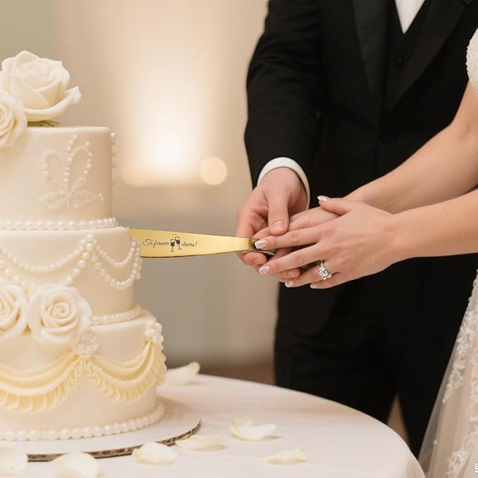 Personalized 4 Piece Wedding Cake Cutting Set, Custom Names Cake Knife and - Image 2