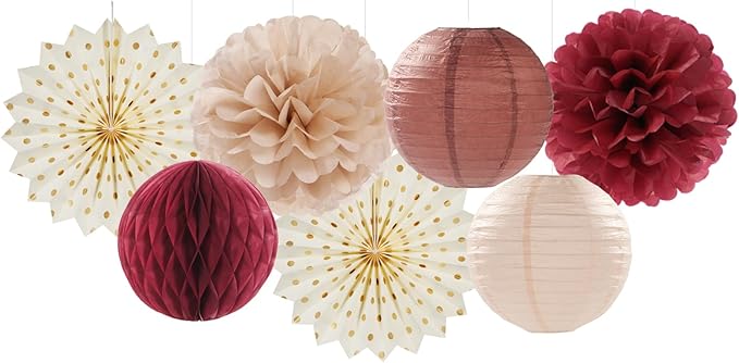 Brown Burgundy Champagne Boho Party-Decorations - Image 4